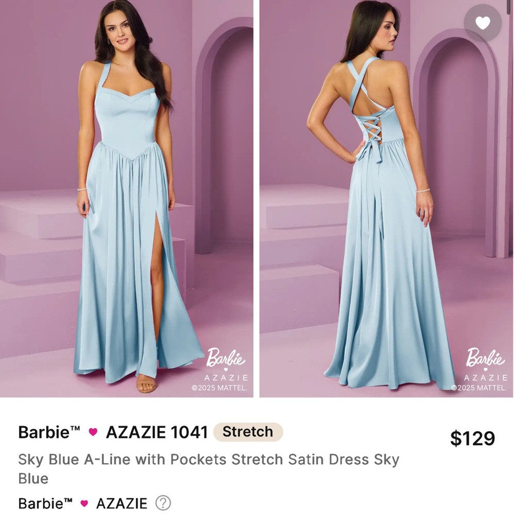 Azazie Light Blue Backless Dress